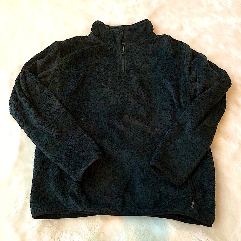 Eddie Bauer Black Fuzzy Quarter Zip